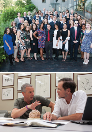 Dr. Mark Mehler (front, right) and attending physicians and staff with recent
graduates of the neurology residency program