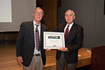 Dean Spiegel presents Dr. Blanchard with his Horwitz Prize Award 