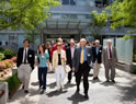 Irwin Dannis, MD '60 leading campus tour