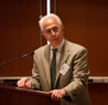 Peter Barland, MD '59. moderator, ''Einstein Then & Now'' panel