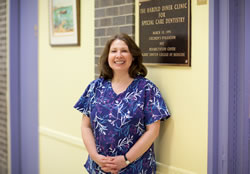 Phyllis Bruno at the clinic entrance