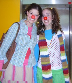 Channa, a.k.a. Kukuim, (right) with clowning partner, in Israel