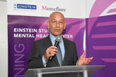 Steven M. Safyer, M.D., president and chief executive officer of Montefiore Medicine, addresses the crowd at the grand opening.