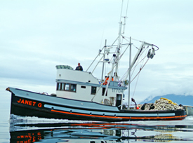 The Janet G, a fishing boat that Mr. O’Laughlin worked on, in Alaska’s Eliza Harbor