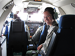 Michelle Cunningham takes part in a mock mission, to experience the type of training pilots do day-to-day