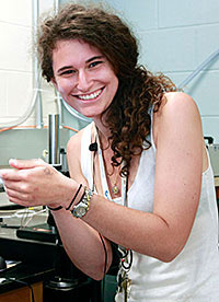 Einstein student Rachel Fremont, in the lab