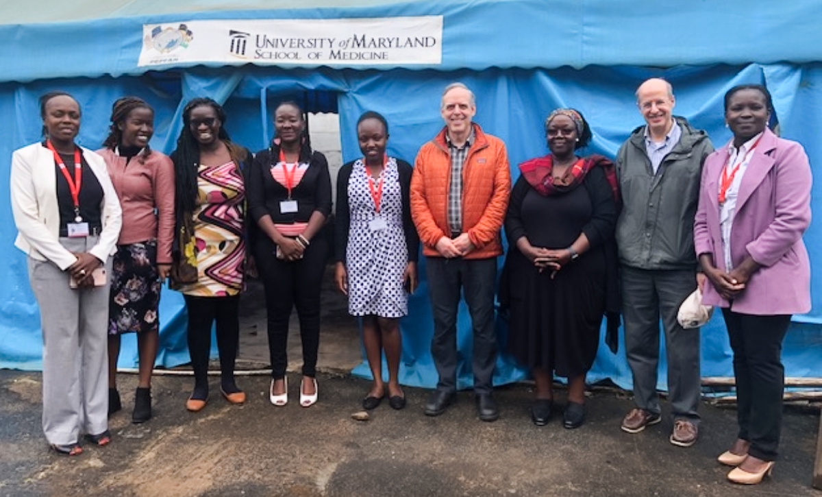 Jonathan Shuter, MD, pictured second from right, and some of the team he works with in Nairobi, Kenya, on a study of the intervention he developed to help HIV-positive patients quit smoking.