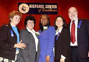 Nereida Correa, M.D., M.P.H., founding co-director, HCOE; Elena Rios, M.D., president, National Hispanic Medical Association; Wilma Waithe, Ph.D., director, New York State Department of Health's Office of Minority Health; Elizabeth Lee-Rey, M.D., M.P.H., co-director, HCOE; Alvin Strelnick, M.D., director, HCOE