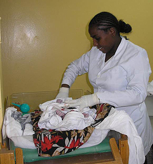 One of the first babies born at new obstetrical unit at ALERT Hospital, May 2010