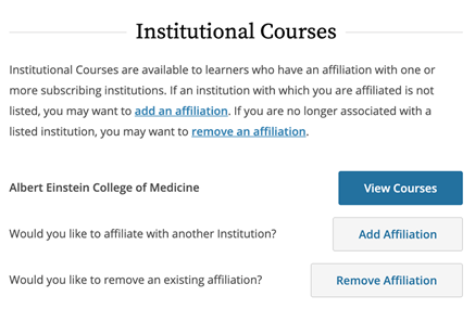 CITI Institutional Courses Screenshot